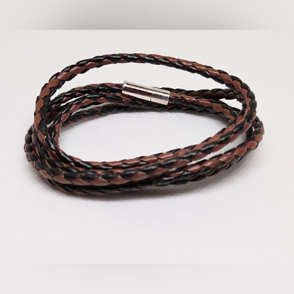 Men's bracelet leather braided brown‎ new e12